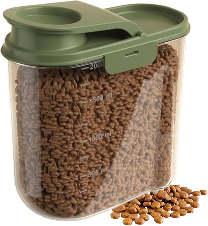 Pet Food Container - 2L Animal Food Storage Containers | Visible Grain Dispenser Large Capacity Anti-moisture Dust-proof for Kitchen Pantry Garage Barn Farm