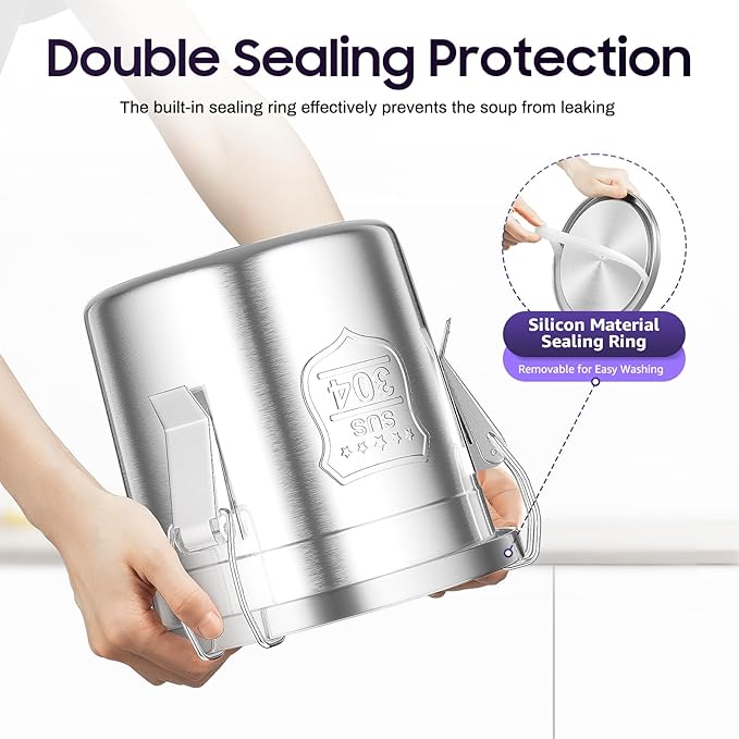 304 Stainless Steel Airtight Canister, Rice Cereal Grain Canisters Container, 6/12/21/33/48 Liters Food Bean Flour Oil Sugar Milk Cookie Storager Bucket w/Handles & Lid for Household Kitchen (6L)