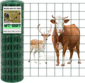 Gisafai Galvanized Welded Wire Fence 4 ft X 100 ft for Dog Chicken Hog Deer Goat Cattle 16GA Garden Border PVC Coated Fencing Roll Border Yard Vegetable Plant Animals Protection Poultry Netting(Green)