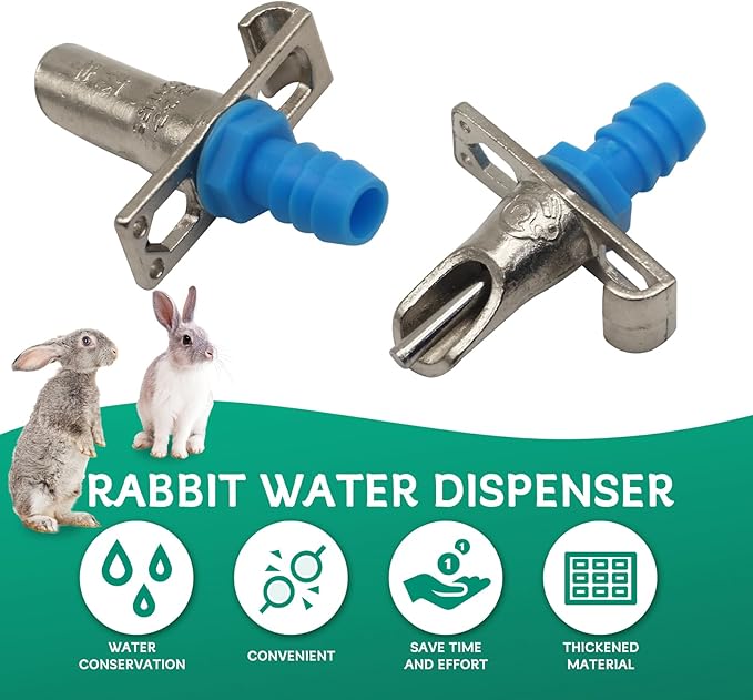 Automatic Rabbit Watering System Kit Include 10 Nipple Drinker Feeders,ID 5/16'' Hose,Barb Valve Fitting to G 1/2'' Thread Connector,Rodent Poultry Watering System Bucket Connector