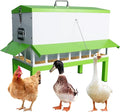 Metal Chicken Feeder 80lbs No Waste Automatic Chicken Feeder Galvanized Large Capacity Poultry Equipment with Latch and Handle Weatherproof Rat Proof for Chickens and Other Birds Outdoor Coop