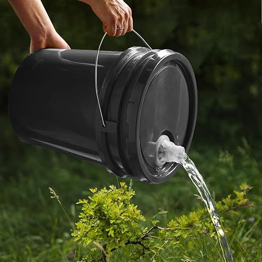 3.5-Gallon White Bucket Pail with Spout Lid, Metal Handles with Plastic Grip for Easy Carrying, Easy Stack and Store, Heavy-Duty Extra Durable, Food Grade, BPA Free - 1 Pack