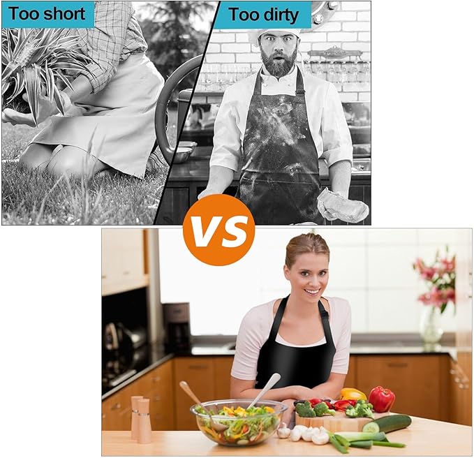 2 Pack Waterproof Rubber Vinyl Apron 40 Inch with 1 Pair Chemical Resistant Rubber Gloves(22 Inch),Heavy Duty Adjustable Dishwasher Apron,Work Aprons for Dishwashing, Cooking, Butcher, Lab, Gardening