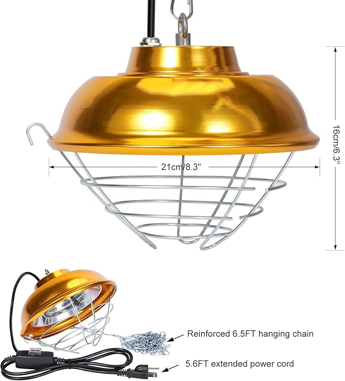 Chicken Heat Lamp Chick Brooder Chickens Coop Heater Heating Lamp for Outdoor & Indoor 300W Heater for Dog Rabbit Duck Chicken Piglet Goat (300W)