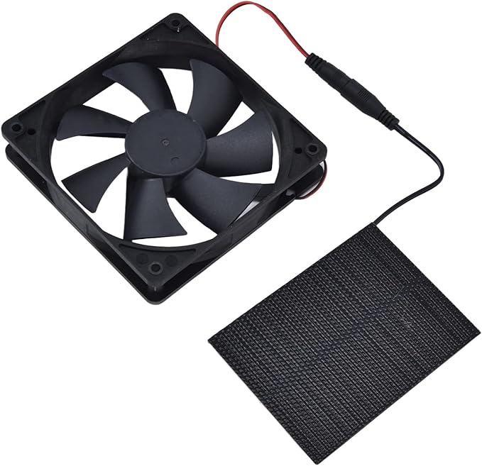 Solar Panel Fan Single Fan, Professional Solar Powered Exhaust Fan Kit Weatherproof Ventilation with Solar Panel Kit for Chicken Coops Greenhouses Sheds Pet Houses 3W 4.7x4.7in Fan