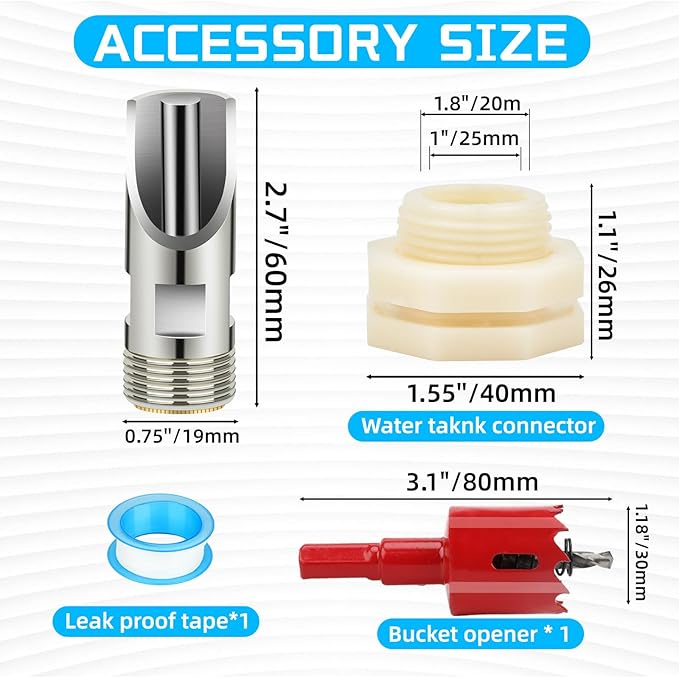 4PCS Pig Nipple Water Drinker for Barrel Kit, Stainless Steel Pig Waterer Nipple with Water Tank Connector Kit, Automatic Pigs Drinker Feeder Hog Waterer for Pig Goats Swine Piglets Drinking