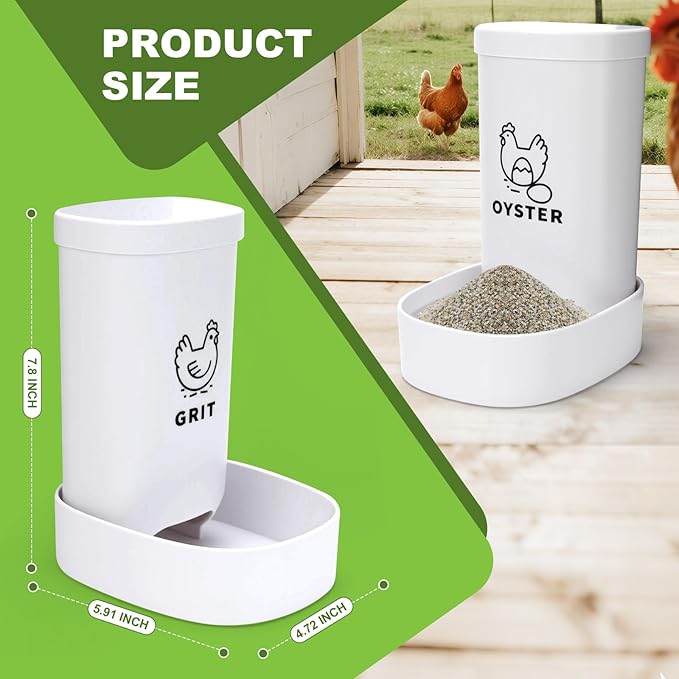 2-Pack Chicken Oyster Shell & Grit Feeder, Automatic, Hanging, Improves Eggshell Quality & Hen Health