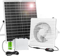 Solar Powered Fan with 24000mAh Battery Run Day/Night, 25W 9.8" Solar Fan for Chicken Coop Waterproof Solar Greenhouse Fan for Shed, Chicken Coop, Greenhouse