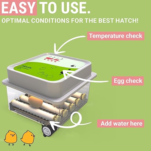 Incubators for Hatching Eggs - 12 Eggs - Ideal All Ages | Egg Incubator with Automatic Egg Turning and Humidity Control - Integrated Egg Candler - Okkobi OBI-12