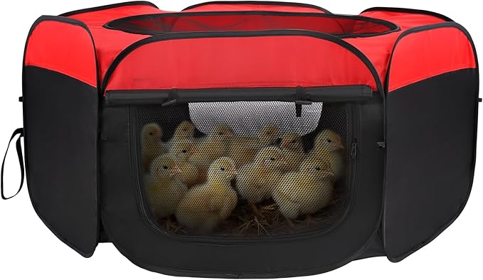 Brooder Box for Chicks Starter Kit, Pop up Chicken Brooders, Brooding Heating Pad with Temperature Control, Breathable Chick Tent Feeder Waterer Thermometer Perch for Duck Quail brooder