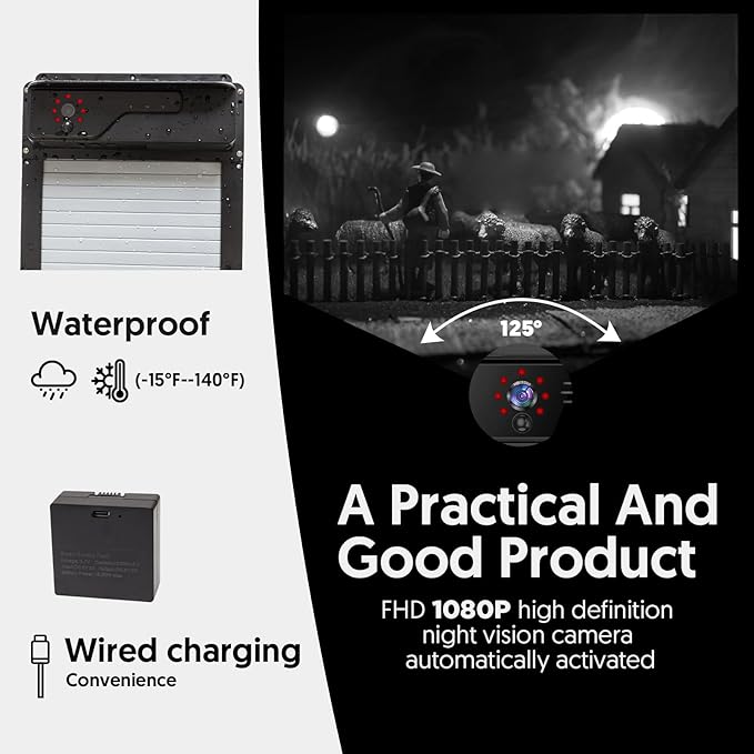 Automatic Chicken Coop Door with HD1080P Camera，Electric Auto WiFi Solar Chicken Coop Door Opener with Timer,Remote Control, APP Control, 5000mA Battery, Night Vision, Alarm Drive,Roll-up Gate