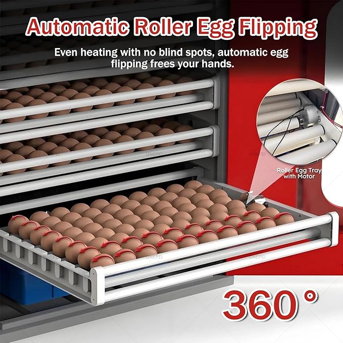 Automatic Digital Incubator for 400 Eggs, Smart Microcomputer Control, 360° Roller Flipping, Auto Cooling & Humidity - Professional Hatcher for Diverse Poultry and Bird Eggs
