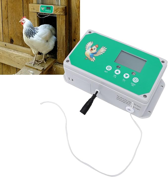 Automatic Chicken Coop Door Opener, Programmable Timer for Poultry Farm Duck House Chicken Coop Accessory (US Plug 100-240V)