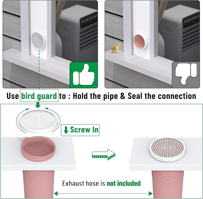 Forestchill Portable Air Conditioner Window Vent Kit with Insulation Foam Panels, Adjustable AC Vent Seal Kit with Mesh Guard for 5" Diameter Exhaust Hose, Insulates Heat & Reduces Noise from Outside