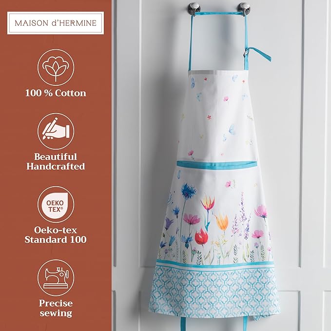 Maison d' Hermine 100% Cotton Apron for women with Pocket Kitchen Chef Apron for Men Cooking Easter Decorations