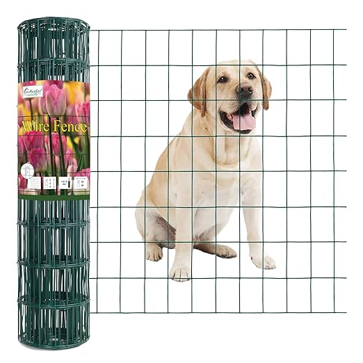 Green PVC Coated Welded Wire Fence 24 Inch x 25 Foot, 2 Inch x 3 Inch 16GA, Garden Border Fencing Roll Vinyl Coating Metal Wire Mesh for Yard Vegetable Plant Protection Poultry Netting