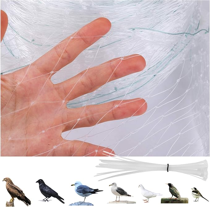 GWHOLE 9.8 x26 Ft Garden Netting with 1'' Square Mesh with Cable Tie for Fruit, Vegetable, Plant Trees Protection, White