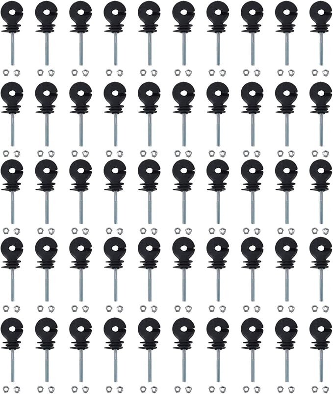 50 Pcs M6 Electric Fence Insulators, Electric Fence Insulator Electronic Fence Insulation Nails Screw in Nail Fence Post Insulator Electronic Fence Accessories