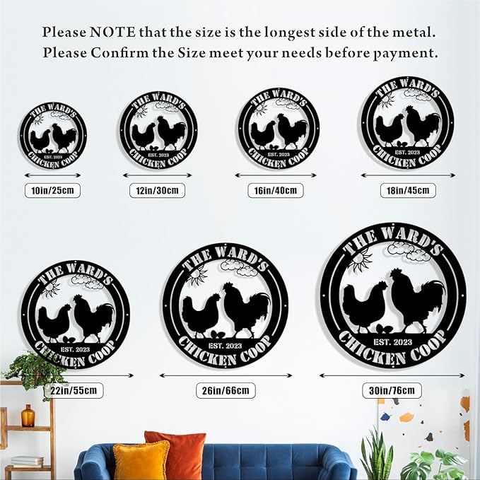Custom Chicken Coop Metal Sign, Personalized Chicken Coop Sign for Outside, Custom Metal Hen House Farm Signs, Chickens Hen House Farmhouse Wall Art Decor