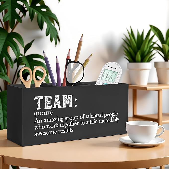 Team Gifts Pencil Pen Holder for Desk, Team Employee Coworker Appreciation Gifts, Definition Wooden Pencil Holder Organizer for Home Office Desk Accessories