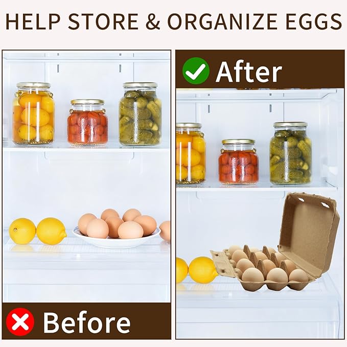 Cheardia 30 Pack Dozen Egg Cartons Tray, 12 Count Natural Paper Chicken Egg Holder, Reusable Vintage Pulp Cardboard Eggs Containers for Farm Family Market Storing Refrigerator