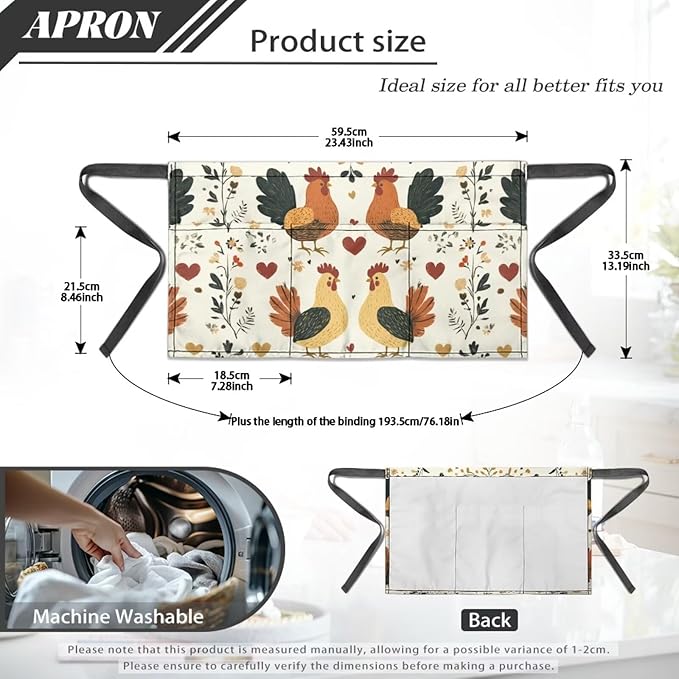 Waistress Apron with Pockets Coffee Waiter Apron Long String Chef Half Aprons for Cooking Kitchen Hairdresser