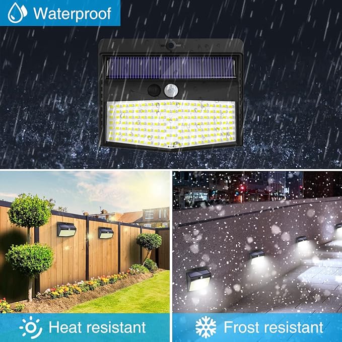 Peasur Solar Lights Outdoor, [138 LED/8 Packs] Solar Motion Sensor Security Light with 3 Lighting Modes Solar Wall Lights Waterproof Solar Powered Lights Outside for Garden Fence Yard Deck Garage