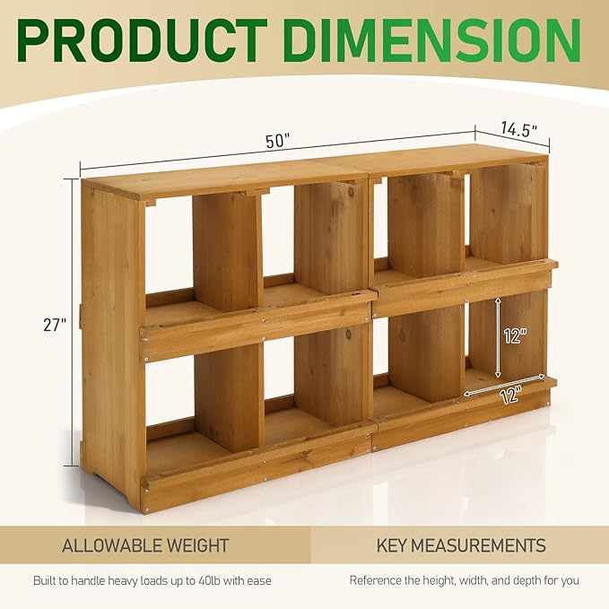 Outvita Nesting Boxes for Chickens 8 Compartments, Wood Chicken Nesting Box Wall Mount, Versatile Use Nest Box for Chicken Coop, Easy to Assemble for Chickens, Hens, Ducks