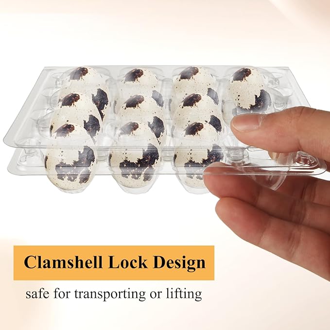MIVIDE 150 Pack Quail Egg Cartons, 12 Grids Small Clear Plastic Egg Trays, Bulk Eggs Carton Holders