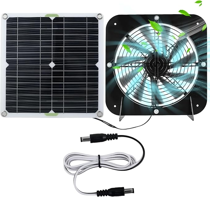 Solar Panel Fan Kit 13.5inch 100W Waterproof Solar Powered Exhaust Fan 3000rpm Auto Adjustable High Efficiency Cooling Chicken Solar Fan Solar Camping Fan for Dog Kennel