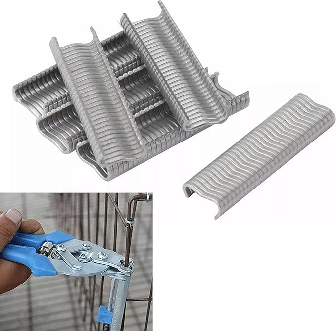 2400PCS M Nail Ring Pliers, Metal Precision Animal Cages Chicken Coop Wire Clip Buckles Kits for Chicken Rabbit Cage Building