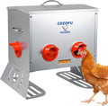 25 Pounds Automatic Chicken Feeder 6 Ports Large Gravity Fed Chicken Feeder with Transparent Window & Handle for Chickens Bantams Pheasants Poultry Coop Weatherproof