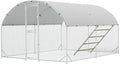 Large Metal Chicken Coop, 10x13x6.5FT Chicken Runs for Yard with Cover and Roosting Perch, Split Doors Walk in Chicken Coop