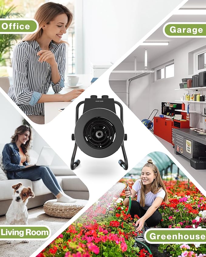 Greenhouse Heater with Digital Thermostat, 1500W Outdoor Heaters for Patio, Electric Space Heater for Patio, Garage, Greenhouse, Flower House, Silver