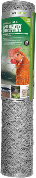 YARDGARD – 2 Inch Twisted Mesh Wire Fence – 24 Inches by 150 Feet – 20 Gauge Galvanized Steel – for Poultry Netting | Chicken Coops | Garden Protection | Animal Enclosures