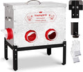 40Lb Automatic Chicken Feeder - No Waste Metal Chicken Feeders 6 Port Metal Silo with Locking Lid, Rat & Rodent Proof Weatherproof Design, Adjustable Legs for Poultry Outdoor Coop & Backyard Chickens