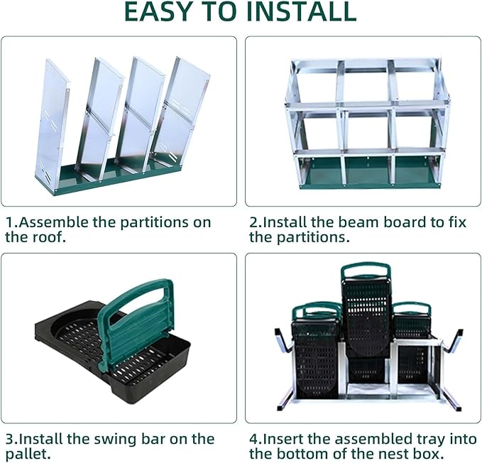Nesting Boxes for Chickens - 6 Holes Metal Chicken Nesting Boxes for Laying Eggs,with Lockable Lid & for Egg Collection & Protection - Protect Eggs & Easy to Clean