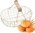 Egg Collection Basket - Picnic Container with Wooden Handle for easy carrying, durable bucket holder for eggs, ideal for farmhouse, farm chores, camping, outdoor activities for boys girls