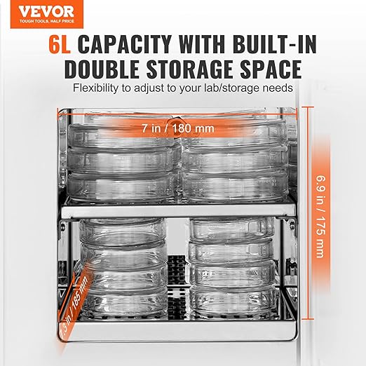 VEVOR Lab Incubator, 6L, PID Temperature Control RT+5-65℃, Scientific Digital Incubator, Constant-Temperature Microbiological Laboratory Incubator for Lab Cell Culture Seed Germination Medical Science