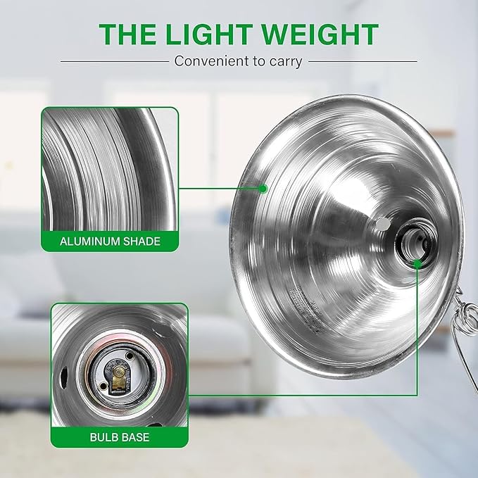 Simple Deluxe 8.5 Inch Adjustable Clamp Lamp Light Socket with Aluminum Reflector, Suit for Max 150 Watt Lamp (No Bulb Included), 6ft 18/2 SPT Cord, 2-Pack