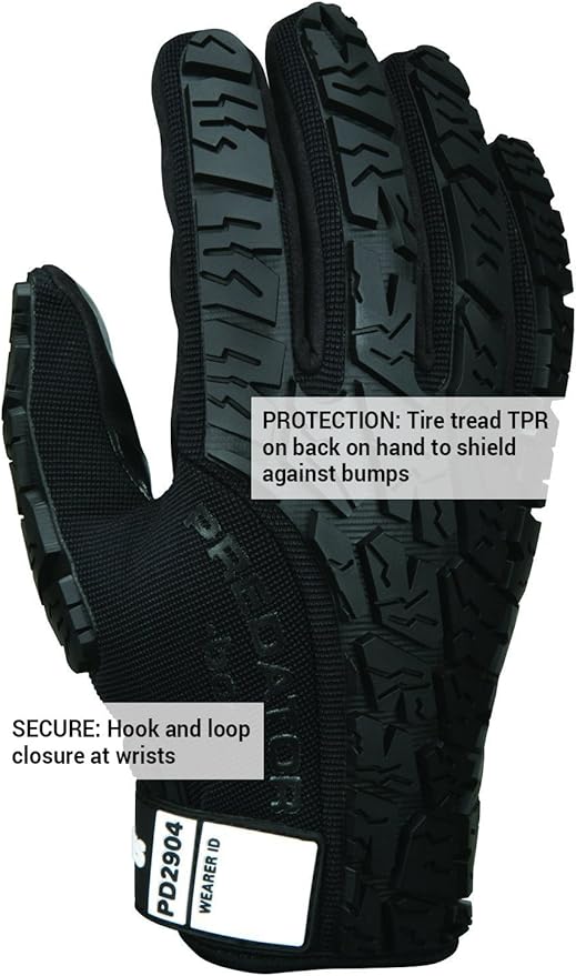 MCR Safety Gloves PD2904XXL Predator Multitask Fabric, Tire Tread Back, Breathable, and Durable Synthetic Leather Palm Gloves, Black, 2X-Large, 1 Pair