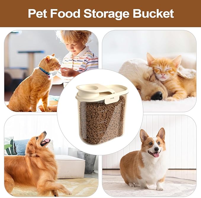Dog Food Container - 2L Container for Dog Food - Visible Grain Dispenser Large Capacity Anti-moisture Dust-proof for Kitchen Pantry Garage Barn Farm