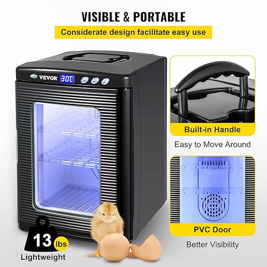 Happybuy Black Reptile Incubator 25L Scientific Lab Incubator Digital Incubator Cooling and Heating 5-42°C Reptile Egg Incubator 12V/110V Work for Small Reptiles