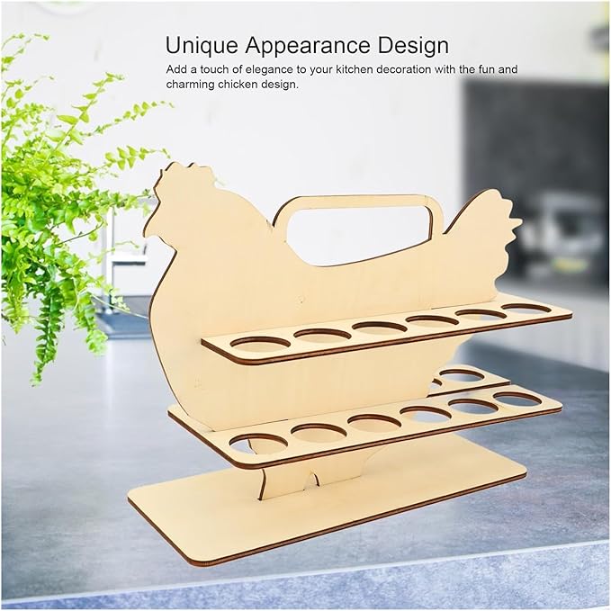 Wooden Chicken Egg Storage Rack Holder for 24 Eggs Countertop Organizer Display Basket Kitchen Counter Farmhouse Style Egg Keeper
