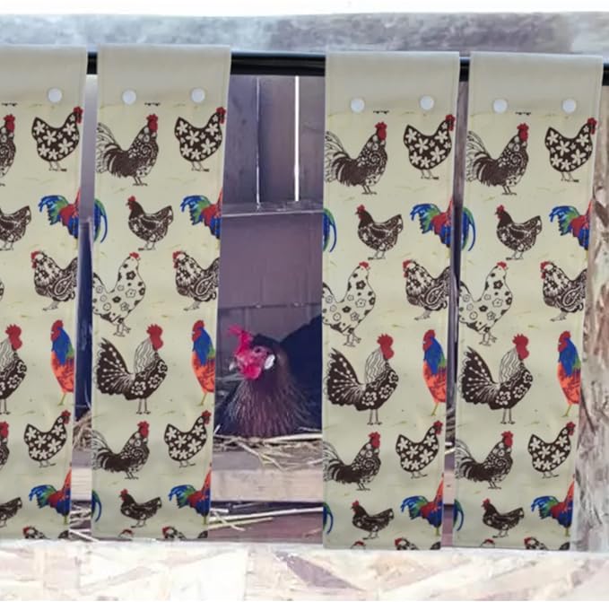 3 Chicken Nest Box Curtains with Simple Button for Chicken Breeders Nesting Boxes Coop Gifts Size 19" by 4" Each Panel