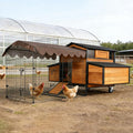Extra Large Mobile Chicken Coop with Run, Portable Chicken Tractor with Wheels, 76.7" L Hen House Poultry Cage with All-Around Iron Frame, Metal Sliding Tray, 6 Nesting Boxes for 6-8 Chickens