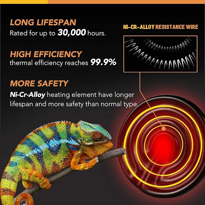 Simple Deluxe 250W Reptile Ceramic Heat Lamp Bulb Warm Emitter Brooder Coop Heater for Amphibian Pet & Incubating Chicken No Light Emitting, Snake/Lizard/Spider