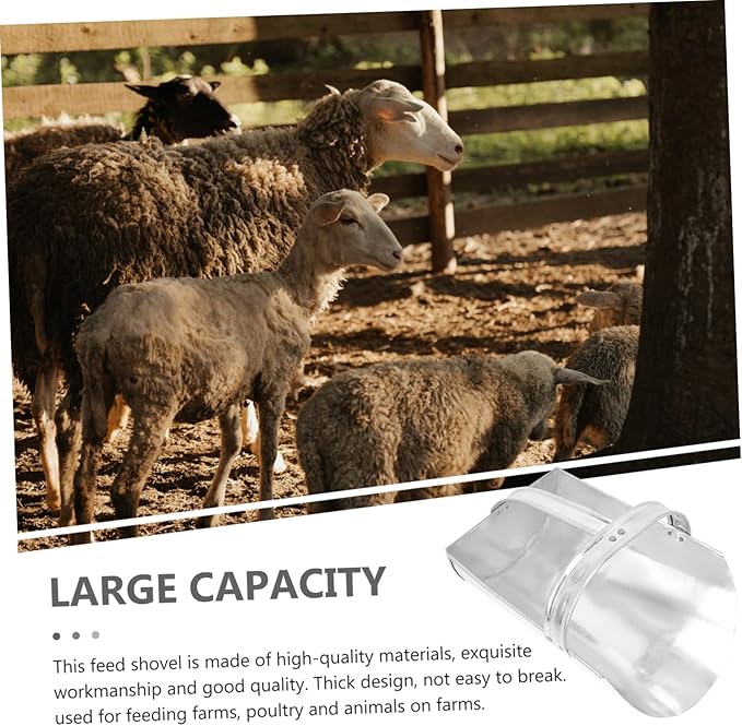 1pc Galvanized Feed Scoop Heavy Duty Handle Capacity Breeding Feed Shovel