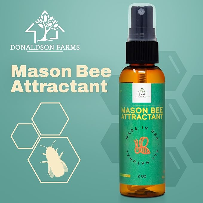 Mason Bee Attractant Spray – Made with Natural Lemongrass Oil to Lure Pollinating Bees, Easy to Use Garden Spray for Bee Houses, Nests, Flowering Plants & Fruit Trees – 2 oz