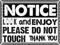Warning Metal Sign Notice Look and Enjoy Please Do Not Touch Vintage Tin Sign for Home Office 12X16Inch